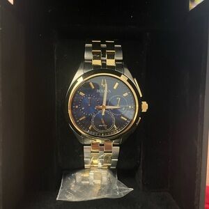 Bulova Gold and Silver Watch with Blue Dial